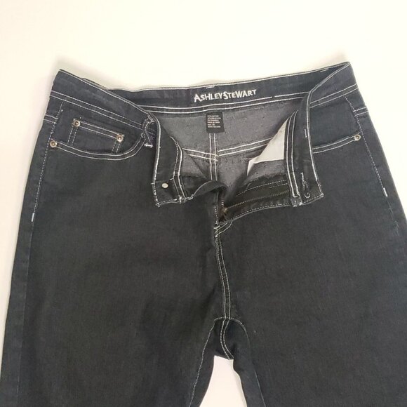 ASHLEY STEWART Denim Jeans Women's Size 14 Dark Blue Wash Citycore Dark Academia - Picture 3 of 16